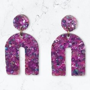 Handmade Pink & Purple Archway Earrings